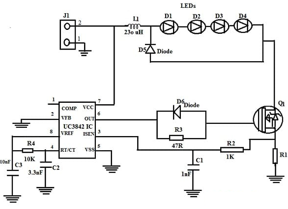 LED Driver with UC3842 PWM Controller